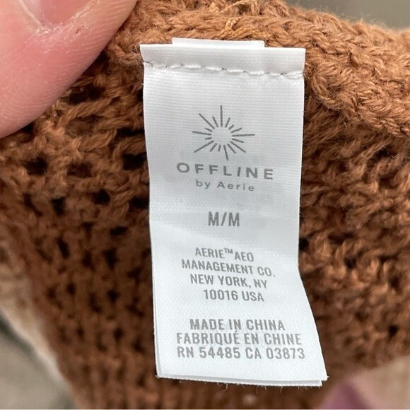 Aerie Offline Ombré Open Knit Crop Sweater Size MEDIUM Purple Pink/Cream Brown - Picture 3 of 7